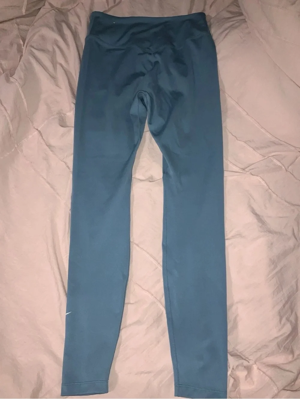 Nike Teal Full-Length Leggings with White Swoosh Accent